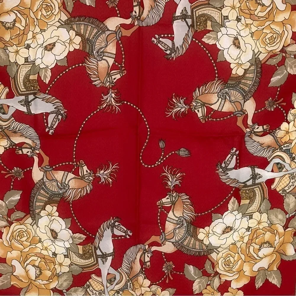 Vintage Red Scarf 32 Sq Made in Italy Like New
